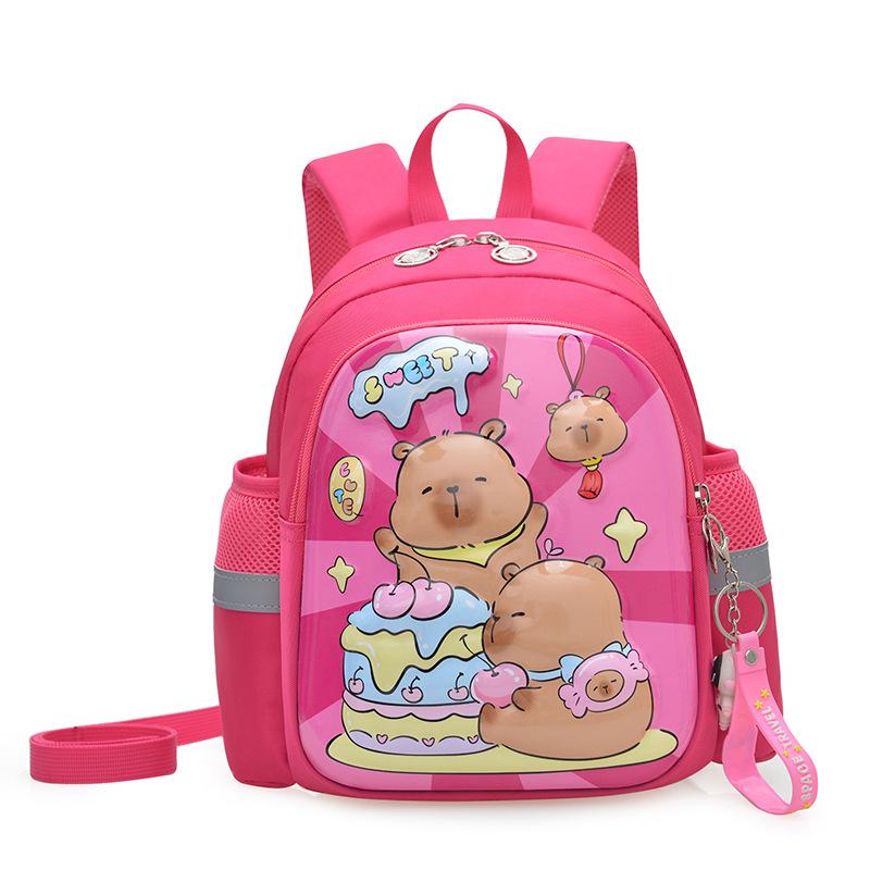 

Школьный рюкзак Новый мультяшный рюкзак Капибара для мальчиков и девочек 2-5 лет Школьный рюкзак с жестким корпусом Повседневный наплечный рюкзак розы красного