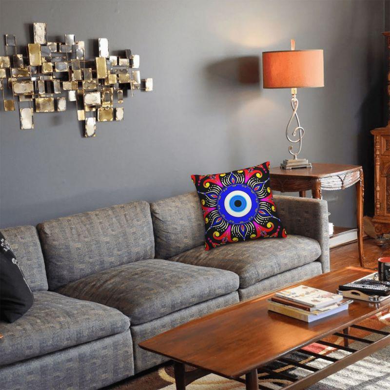 Custom Mediterranean Evil Eye Luxury Pillow Cover Home Decorative Turkish Amulet Culture Cushions for Sofa