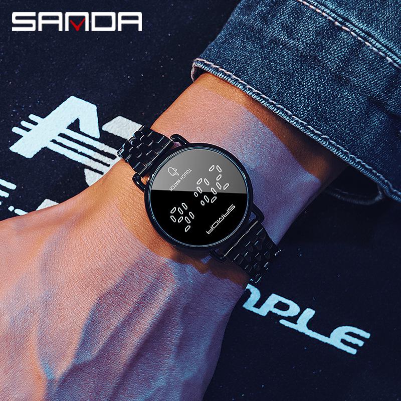 Sanda Men's Stylish Single-Touch Mesh Band Electronic Watch