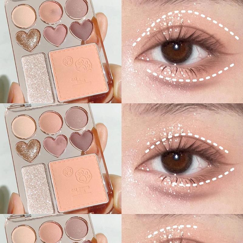 8-Color Love Eye Shadow Plate Blush High-Light Integrated Natural And Long-Lasting Light Shine Eyeshadow Daily Makeup Palette