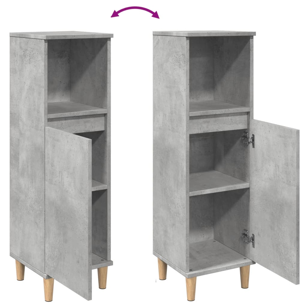 Vidaxl Bathroom Cabinet, Concrete Grey, 30X30X100 Cm