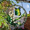 Acrylic Butterfly & Lily of the Valley Suncatcher Stained Glass Effect Window Hanging Ornament Floral & Insect Themed Gift for Home