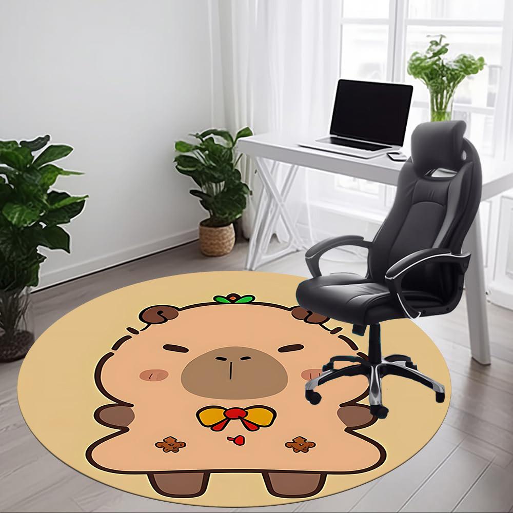 1pc Capybara Gingerbread Man Chair Carpet for Office, Soft Flannel Throw Mat, Perfect for Office, Holiday Party Decoration Choice Yy260209036