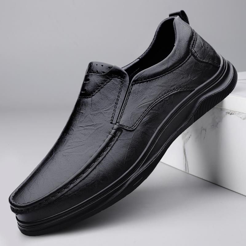 Fashion Genuine Leather Men Casual Shoes Comfortable Loafers Soft-Soled Slip-On Flats Versatile Business Formal Shoes Sneakers Moccasins