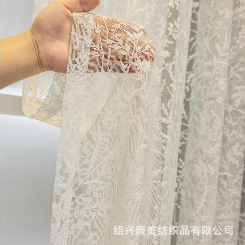 American Farmhouse Sheer Curtain With Lace Jacquard White Decorative Window Treatment Living Room Bedroom Dining