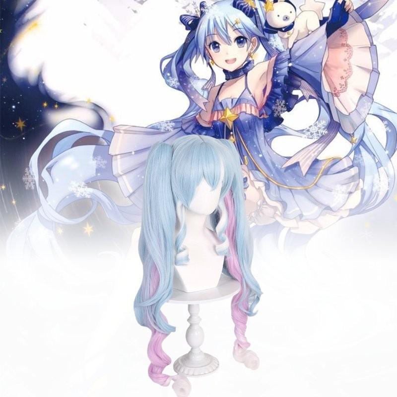 Lange Snow Miku Cosplay-Perücke aus hitzebeständiger Kunstfaser für Damen, perfekt für jeden Hautton