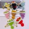 Cute Crochet Flowers Handmade Knitted Crochet Bouquet Keychain Ring Bag Hanging Pendant Ornament for Like Friend Gift