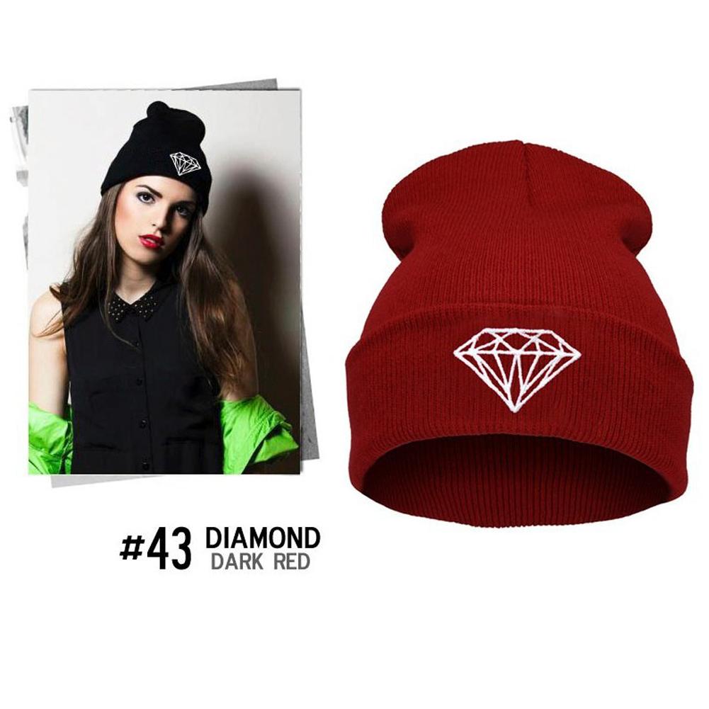 Fashionable Wool Knit Hat with Diamonds Embroidery, Hip-hop Style, Warm and Comfortable for Snowboarding and Running