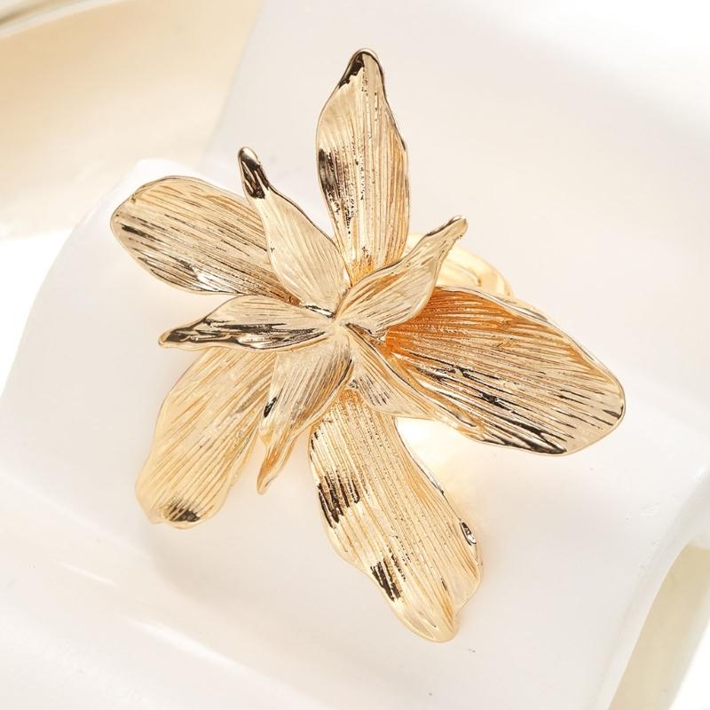 Modern Open Finger Rings Adjustable Rings Geometric Flower Jewelry Alloy Texture Suitable for Fashion Lover Present