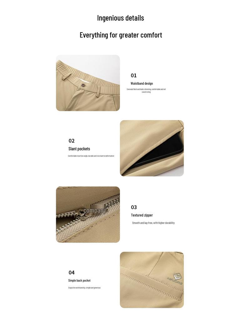 2026 Spring/Summer Men's Slim Fit Casual Pants with Half Elastic Waist - Korean Style, Straight Leg, Versatile for Middle-Aged Men.