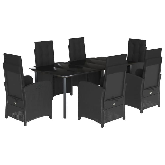 VidaXL Ensemble à Manger de Jardin avec Coussins 7 pcs, Table et Chaises avec Dossier et Repose-pied Réglables 3212540