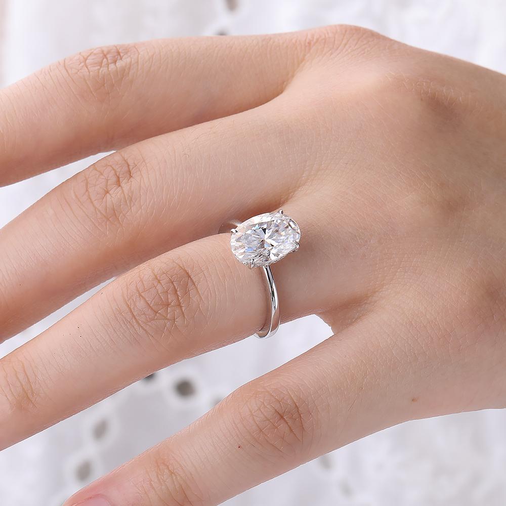 4.5CT Oval Cut All Moissanite Engagement Ring for Women CopperHidden Halo Diamond Rings Wedding Bands Jewelry GRA