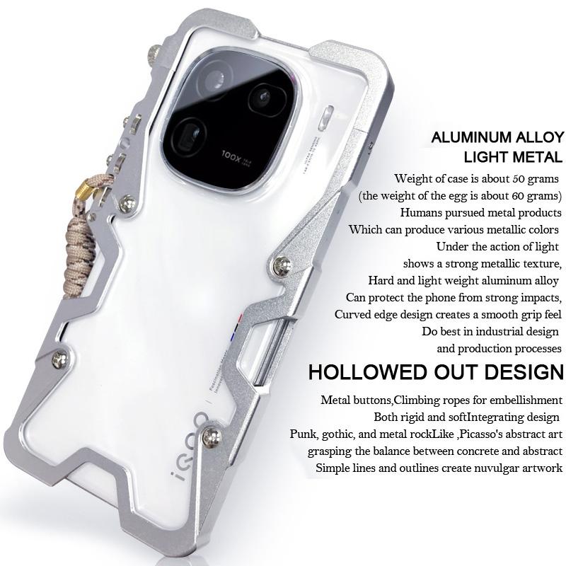 For vivo iQOO 12 Pro 5G Case Aluminium Alloy Slim Phone Cover with Strap