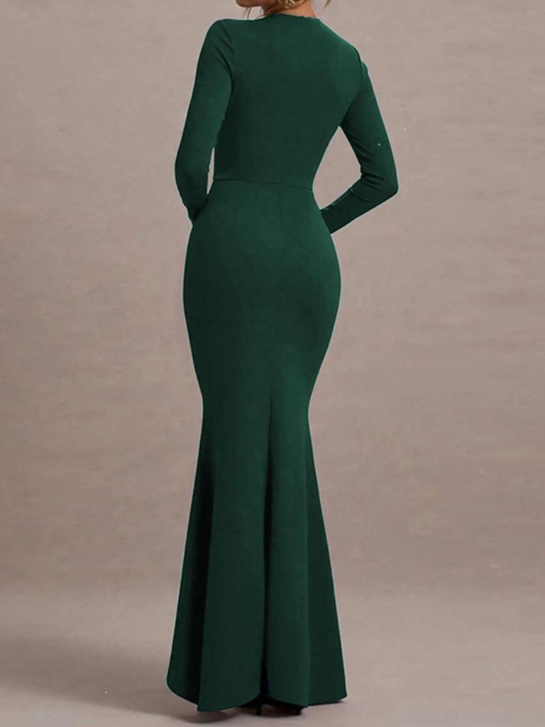 Women's Long Sleeve Ruffle Dress - Autumn Bridesmaid or Wedding Party Gown