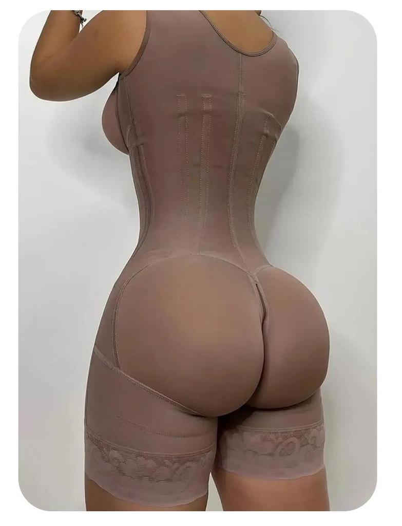 Übergröße Taillenformer Shaping Bodysuit mit dünnen Trägern und Reißverschluss zur Taillen- und Bauchkontrolle