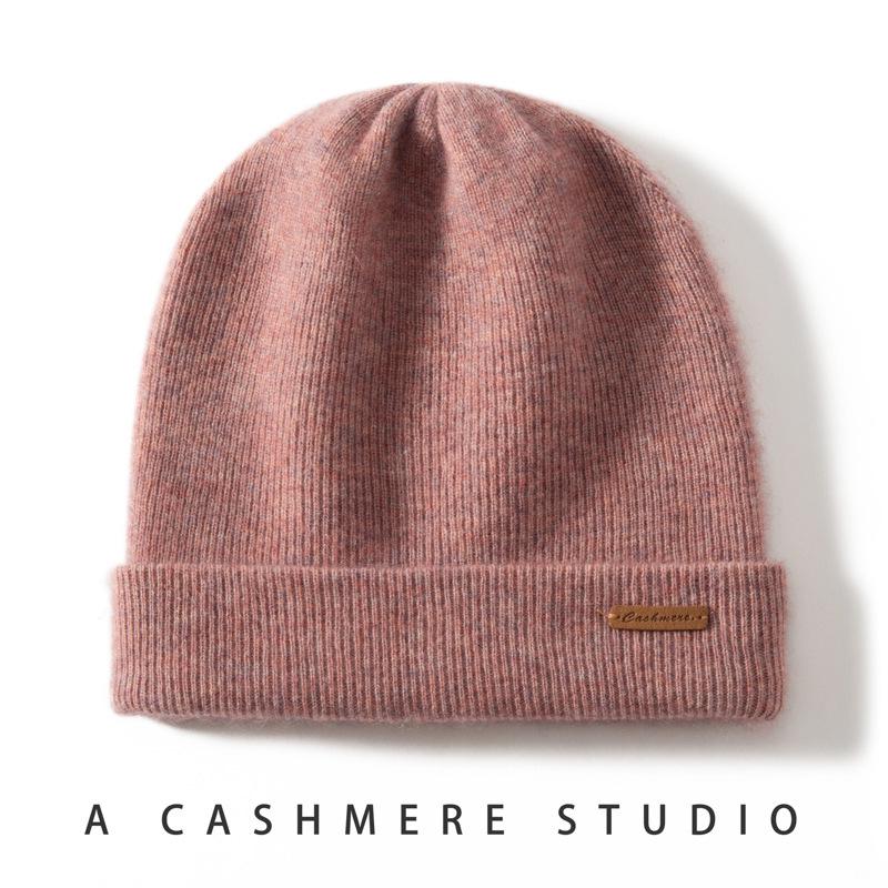 Unisex Double-Layer Cashmere Knit Hat – Warm Slouchy Beanie with Ear Protection for Autumn/Winter