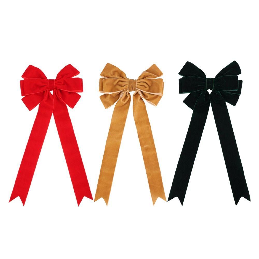 2pcs Cute Christmas Tree Bow Velvet Elegant Gift Wrapping Bow Large Home Decoration Scene Pendant for Wreaths Garlands