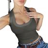 Women's Ribbed Tank Top Slim Fit Square Neck Sleeveless Crop Top Casual Basic Vest