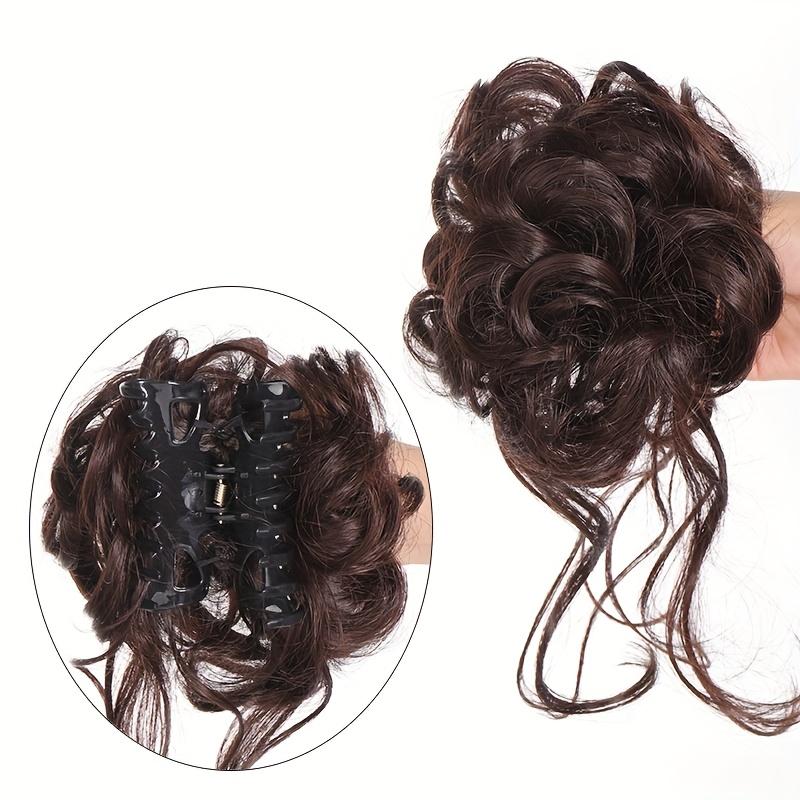 Aosiwig Synthetic Hair Bun Chignon Messy Curly Hair Band Elastic Scrunchy False Hair Pieces For Women Hairpins Black Brown