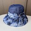 Wide-brimmed sun hat women's summer fashion printing foldable thin organza basin hat, sun hat for shopping
