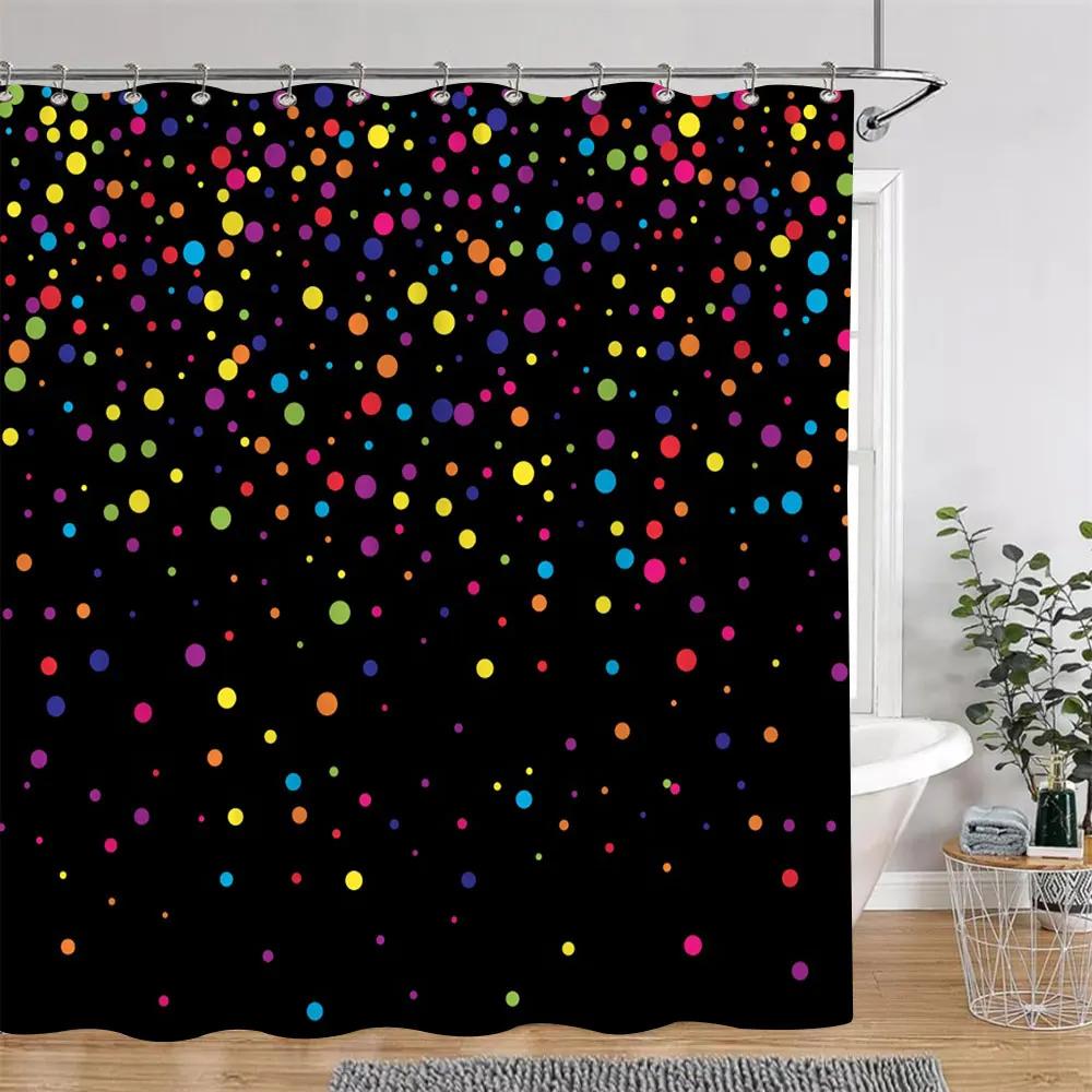 Perdea de duș cu buline, linie geometrică, colorată, culoare solidă, simplă, modernă, poliester, lavabilă, perdele de duș, decor pentru baie