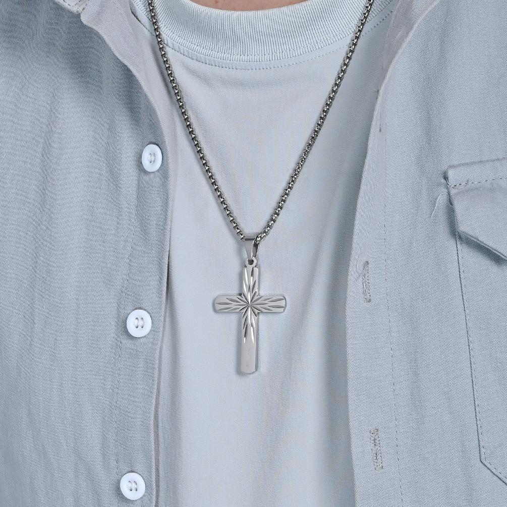 New Men's Fashion Simple Cross Necklace Versatile Titanium Steel Jewelry