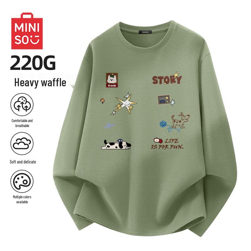 MINISO Men s Premium Waffle Knit Long-Sleeve T-Shirt L