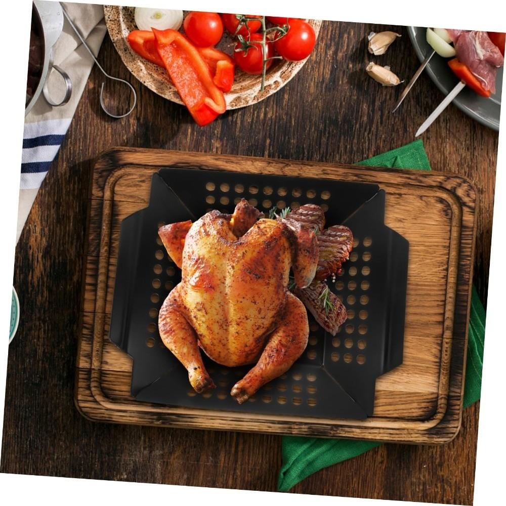 Large Capacity Barbecue Grill Pan Heat Resistant Grill Basket Metal BBQ Pan  Outdoor BBQ