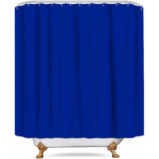 Classic Royal Blue Shower Curtain Washable Thicken Durable Polyester Fabric Set with Hooks, Weight Hem, 72 X 72 Inches, LHNT330-72