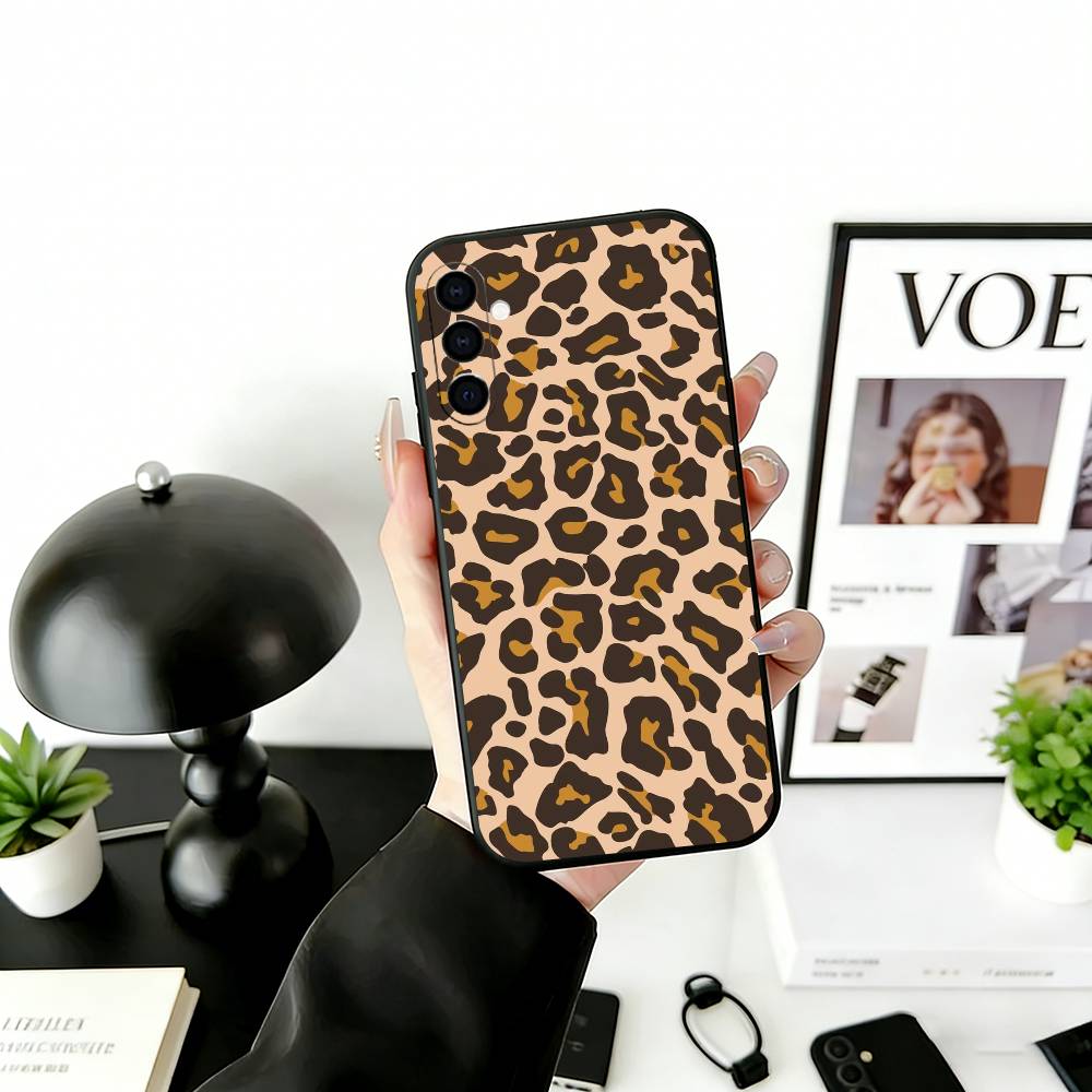 

all-over leopard print Phone Case Black Silicone Soft For Samsung Galaxy A73,A72,A71,A70,A53,A52,A51 Samsung a72
