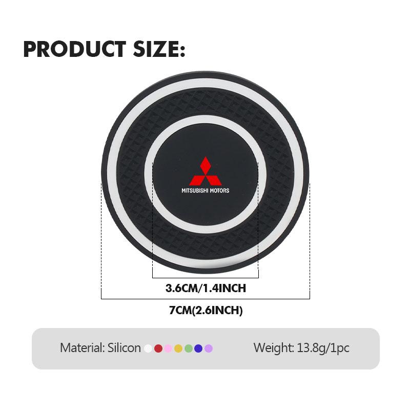 dnsh2 For Mitsubishi 2pcs Car Interior Coaster Non-Slip Water Cup Mat Waterproof Pad Lancer ASX Pajero Mirage Attrage Xpander