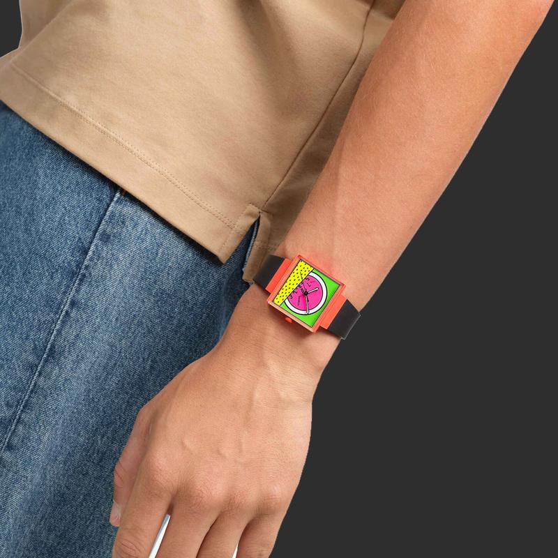 Swatch Quarzwerk 20 Meter Wasserdicht Unisex Schweizer Uhr 41,8*33,25mm Grünes Zifferblatt Biokeramikgehäuse Biosource Materialarmband SO34Z101