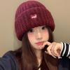 Simple and thick love knitted hat for girls, thickened and cute wool hat for autumn and winter, warm ear protection hat for men