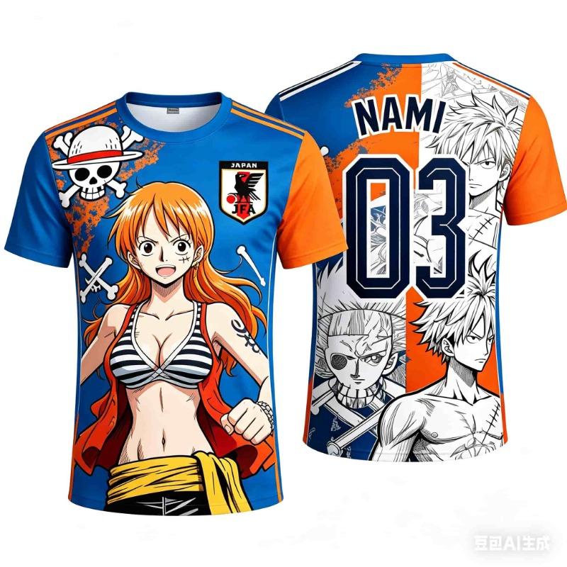 2026 Summer Japan One Piece Luffy Football Jersey Men T-shirt Football Special Jersey Adult Family Matching Quick-Drying T-shirt