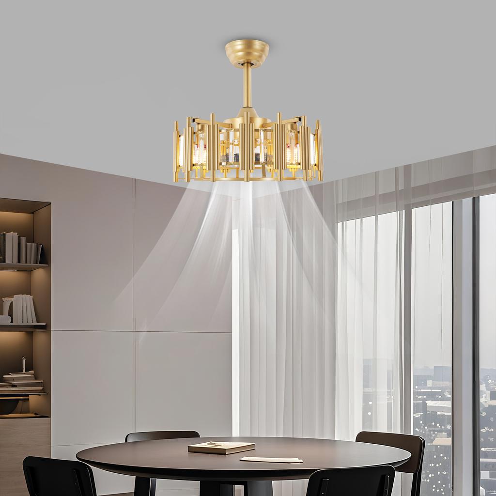 Bymaocar 20" Ceiling Fan Light LED Chandelier 60w Semi Flush Mount Indoor/outdoor Pendant Lamp Remote Control Fixture Low Noise