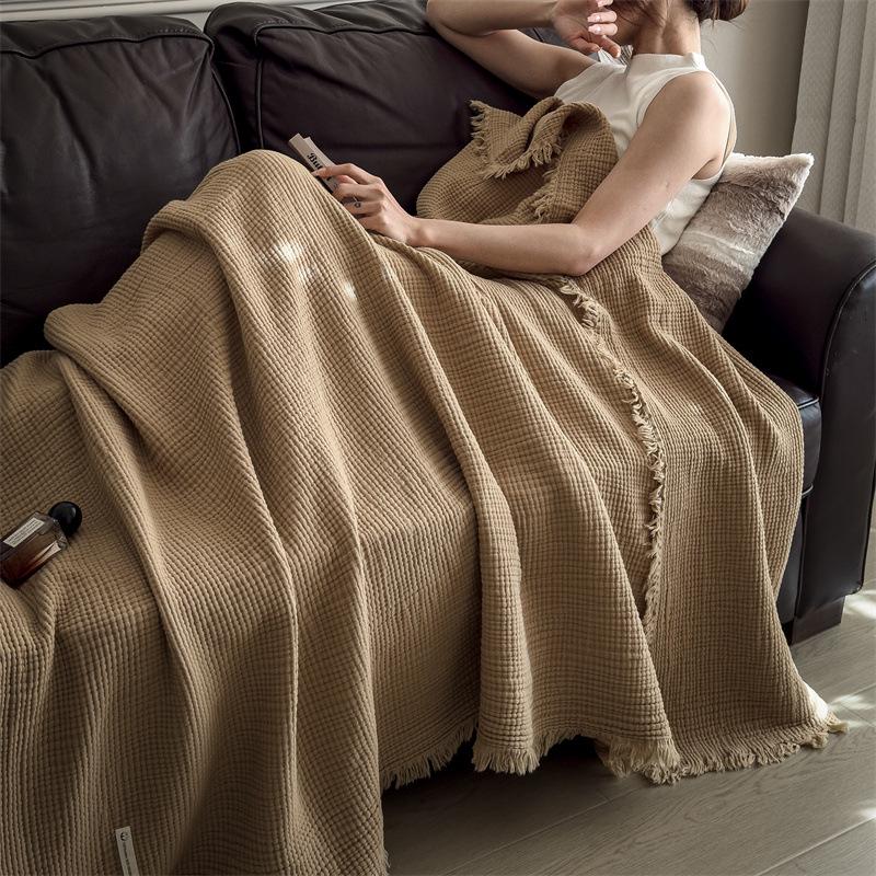 2025 A-Class All-Cotton Summer Quilt: Solid Color Gauze Blanket for Air Conditioning & Travel