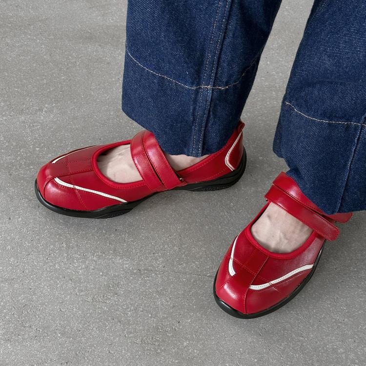 Sheepskin version of Yinyin inner height-increasing sports shoes retro round head double Velcro casual Mary Jane shoes women's training shoes