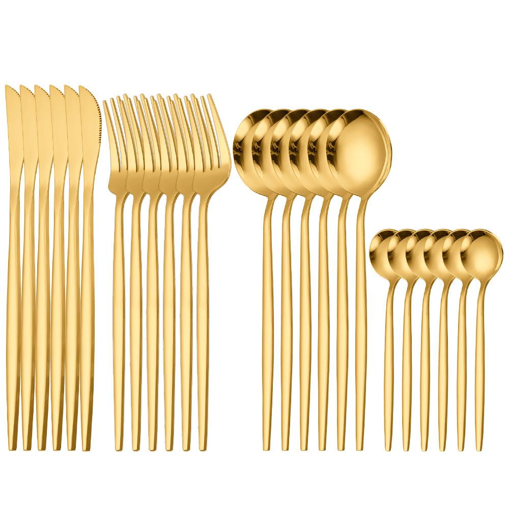 

Набор столовой посуды из нержавеющей стали, 24 шт., кухонный набор столовых приборов зеленого золота, нож, вилка, ложка, столовые приборы, посуда, минималистская посуда