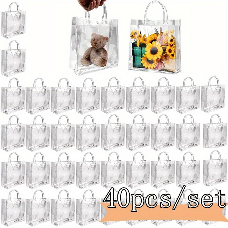 20-Pack Clear Plastic Gift Bags with Handles - Reusable PVC Party Favor Bags for Birthday, Wedding, Christmas, Mother's Day