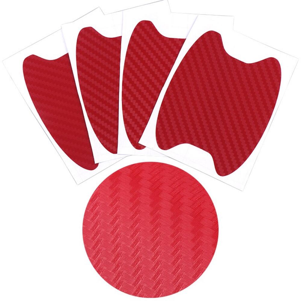 

4Pcs/Set Universal Carbon Fiber Car Door Handle Sticker, Scratches Resistant Anti-Scratch Protection Film Cover Design красный