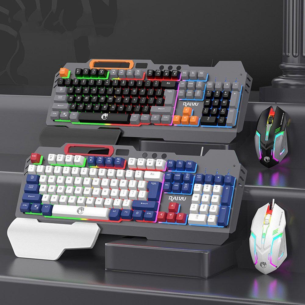 104 Keys RAIKU T16 Keyboard USB Connection Gaming Mechanical Keyboard Keyboard Mouse Set  Office