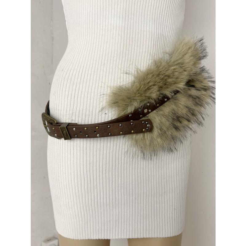 New Rabbit Fur Belt, Fur Belt, European and American Sexy Hot Girl Waist Seal Wide Belt