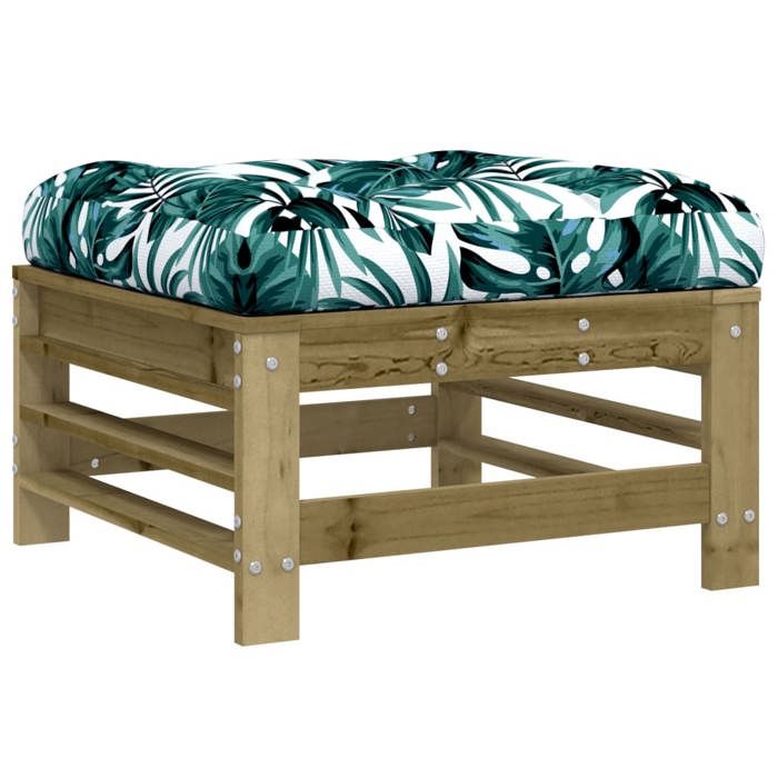 VidaXL Repose-pied de jardin avec coussin bois de pin imprégné, tabouret, repose-pied ottoman, tabouret de jardin, pouf, 825673