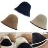 Winter Cute Contrast Lace Handmade Elastic Knitted Hat Thick Warm Bucket Cap Fisherman Hat