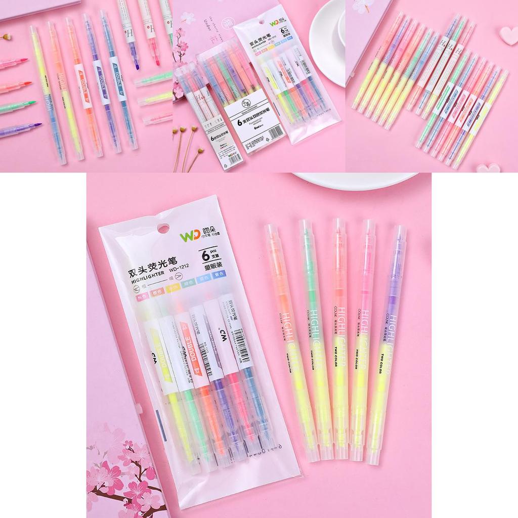 Creative Double-ended Highlighter Pack For Students And Office Use Vibrant Colors