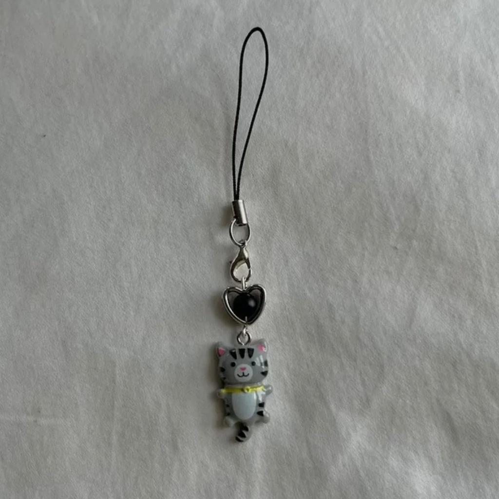 Cute Cat Pendant Phone Chain Strap Kitty Charm Keychain Phone Lanyard Resin Keyring Bag Backpack Ornament Party Jewelry