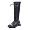 Customized leather knight boots women's 2025 autumn and winter new thick heel fashion round head boots casual versatile boots