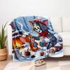 Tom & Jerry Winter Christmas Mug Cup Print PosterBlanket Flannel Throw Blanket for Sofa, Bed, Travel, Camping, Office