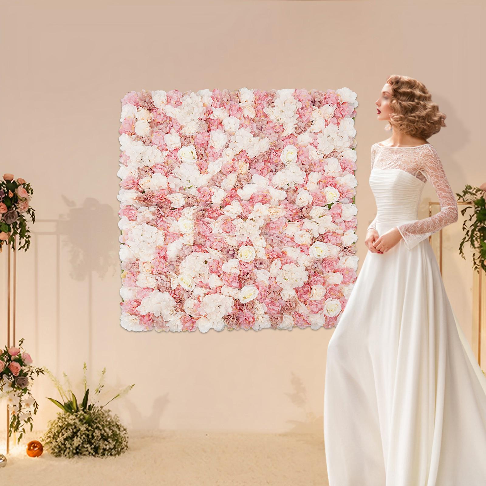 

Reusable Artificial Flower Wall Panel Decor, No Assembly Required Indoor / Outdoor Wedding, Party, Photo Booth Silk Background