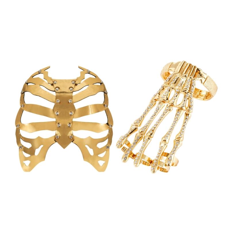 Leather Skeleton Handmade Bone Jewelry Secure Closure Design For Cosplay Event And Gothic Fashion